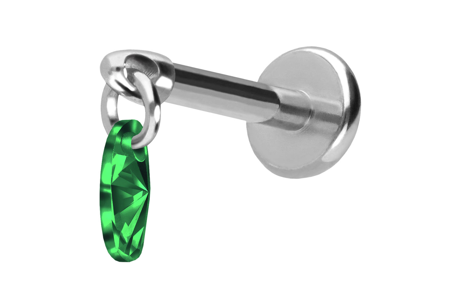 Titan Labret Piercing mit Push Fit KRISTALLOVAL